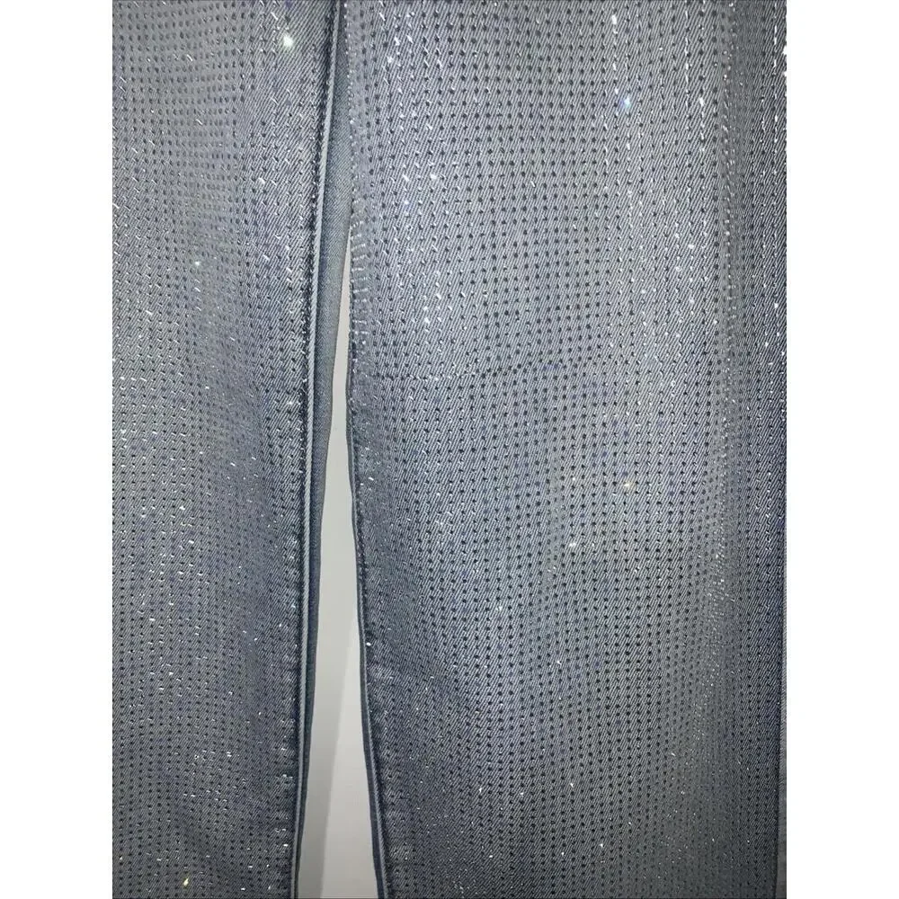 Project Indigo Jeans Rhinestone Front High Rise Wideleg Jeans Sz 7 W28” L29”R10”